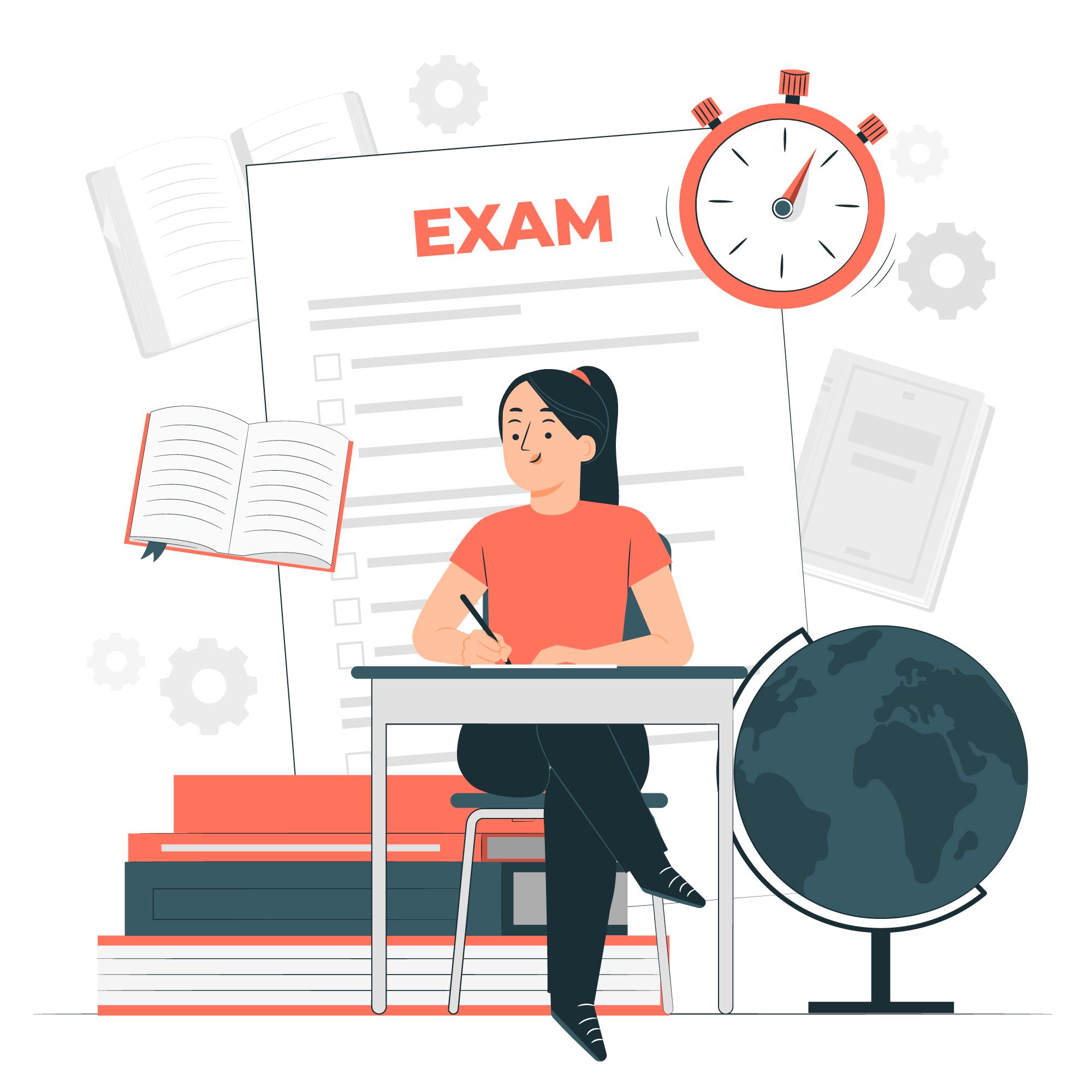 Student taking exam